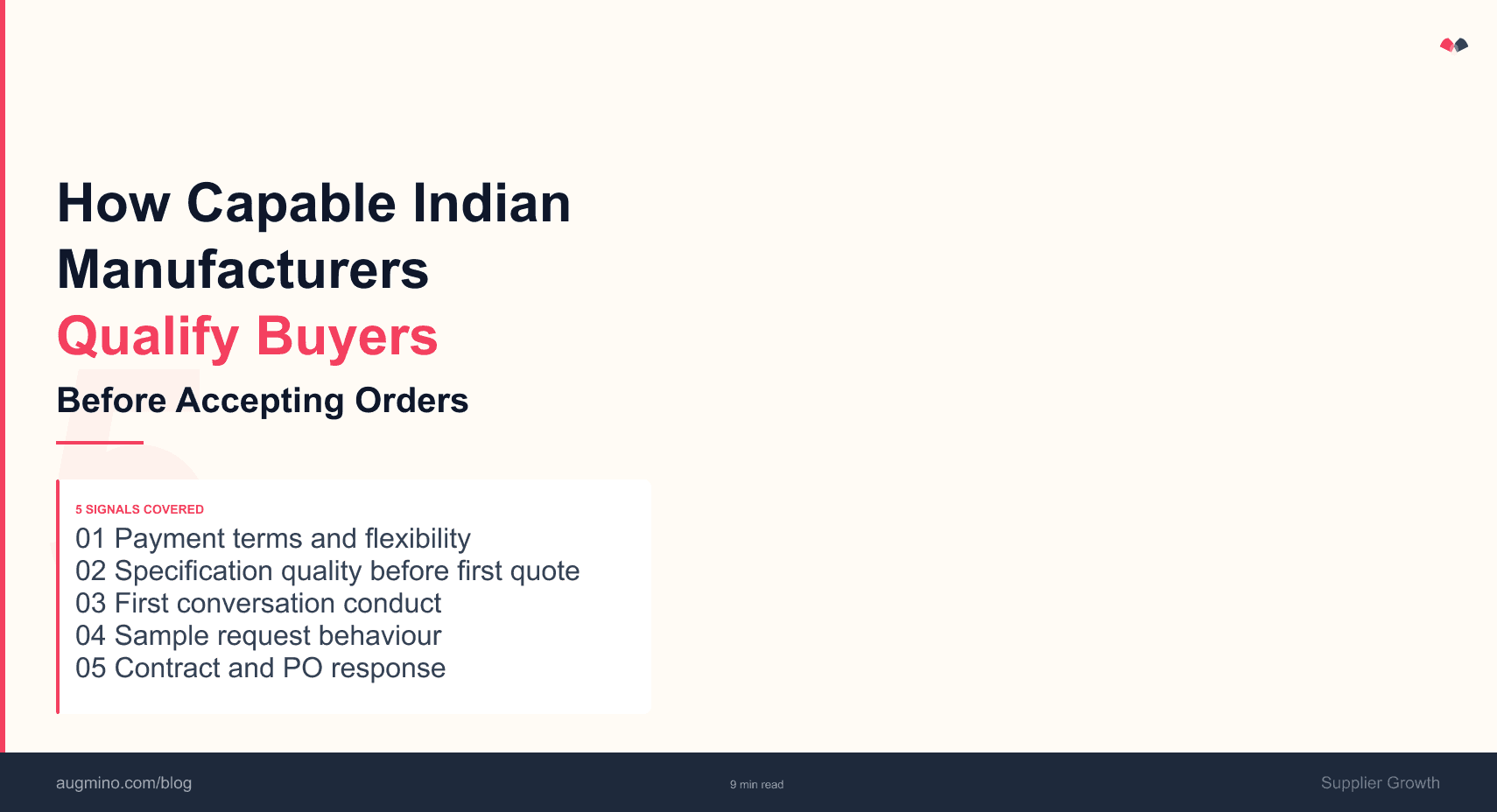 Headline about Indian manufacturers qualifying buyers before accepting orders