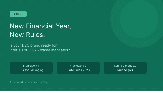 Illustrated guide cover showing two compliance frameworks - EPR for Packaging and SWM Rules 2026 for D2C brands in India, April 2026